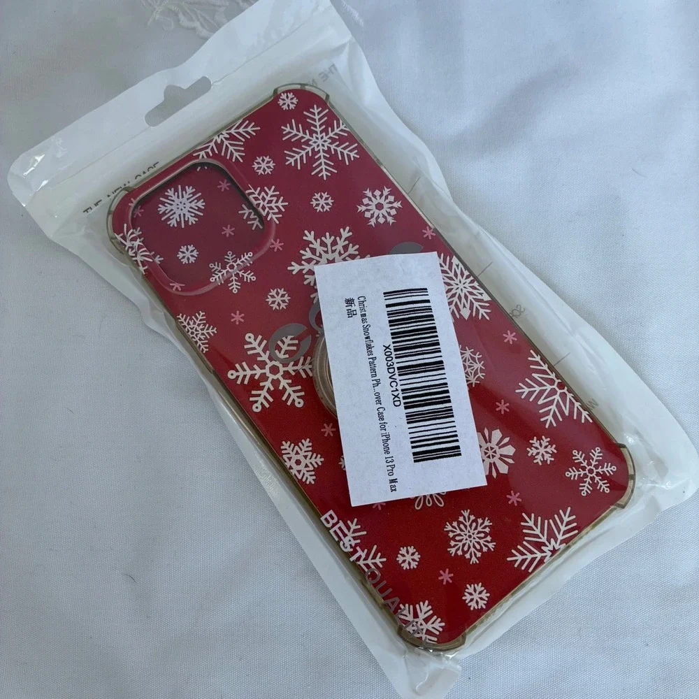 Phone Case iPhone 13 Pro Max Red Christmas Snowflakes Holiday Jelly Case